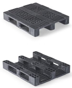 Palette plastique lourde 1200x1000x165 mm - plateau ajouré - 3 semelles - charge jusqu'à 7500 kg_0