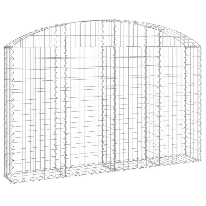Panier de gabions clôture cage mur de soutènement arqué 200 x 30 x 120/140 cm fer galvanisé Argent 02_0039995 - métal 3000218901066