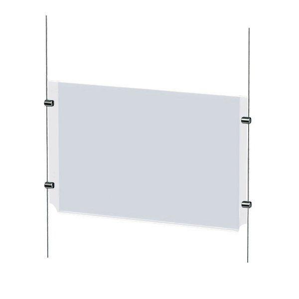 Porte affiche A3 horizontal - 4 pinces incluses - polystyrène transparent 2mm_0