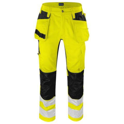 PROJOB 6570 PANTALON POLYCOTON STRETCH PRIO EN ISO 20471 CLASSE 2 JAUNE/NOIR - TAILLE 56