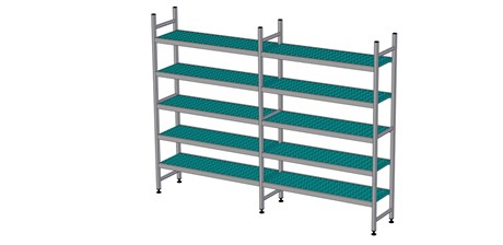 RAYONNAGE À CLAYETTES EN LIGNE LONGUEUR DE COMPOSITION 2X1651 MM EA-0160