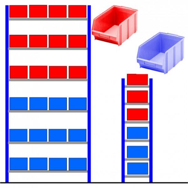 Rayonnage métallique bac éco Bleu - Rouge Départ - 24 bacs en plastique - Marque Rolléco_0