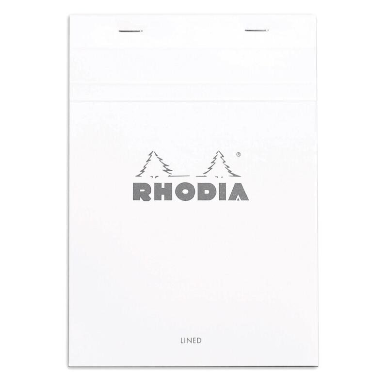 RHODIA Lot de 10 Bloc N°16 blanc format 148x210 / A5, 80 feuilles 80 g/m² agrafées, ligné + marge - 3037920166018_0