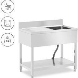 Royal Catering - Royal Catering RCGS-1B100D6 Évier 1 bac de 400 x 400 x 250 mm avec étagère supplémentaire en acier inoxydable - inox 4062859232137_0