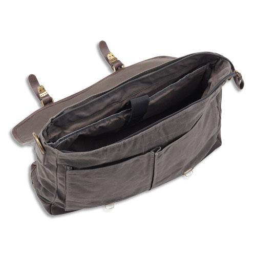 SACOHE JUSCHA VEGAS - CANVAS/CUIR IMMITATION - 32 X 42 X 13 CM - GRIS/MARRON
