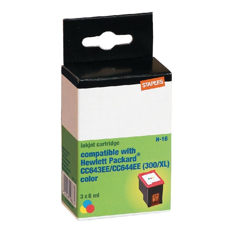 STAPLES CARTOUCHE D'ENCRE COMPATIBLE 300XL (4182708) - GRANDE CAPACITÉ - COMPATIBLE: HP - COULEUR: TRICOLORE