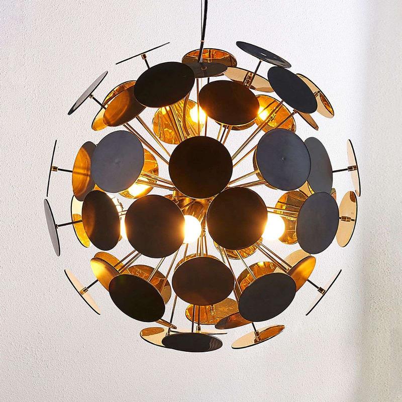 LINDBY SUSPENSION KINAN, Ø 54 CM, NOIR, OR, MÉTAL