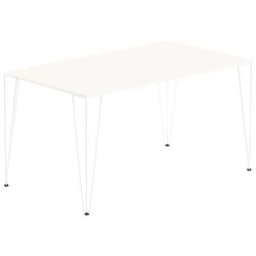 TABLE RÉUNION LORI 140 X 80 CM PLATEAU SABLE PIED BLANC - MBA