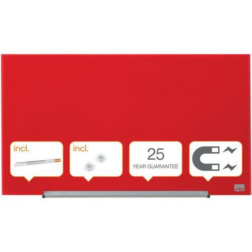 TABLEAU EN VERRE - WIDESCREEN 677 X 381 MM - ROUGE - NOBO