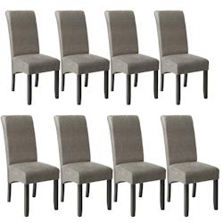 Tectake Lot de 8 chaises aspect cuir - gris marbré -403993 - gris matière synthétique 403993_0