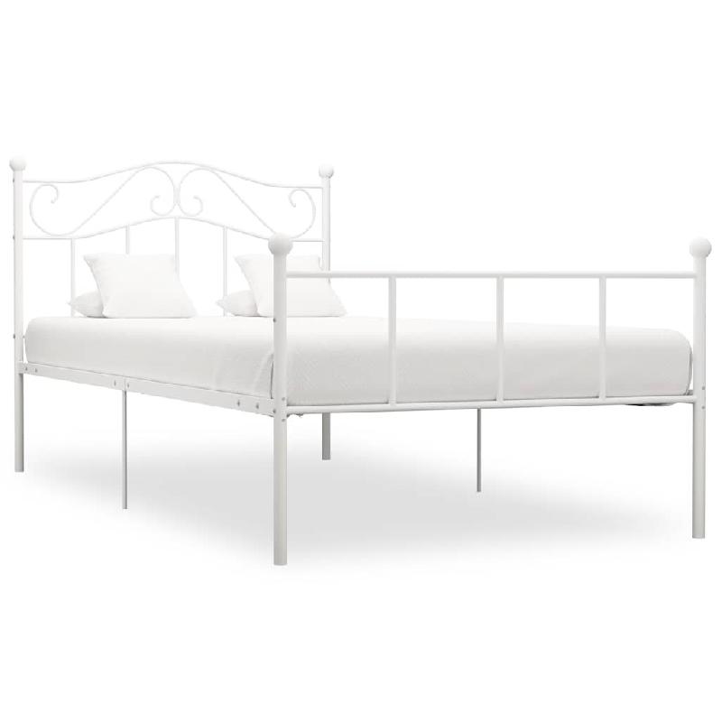 VidaXL Cadre de lit sans matelas blanc métal 100x200 cm Modèle Xervionel - 284517_0