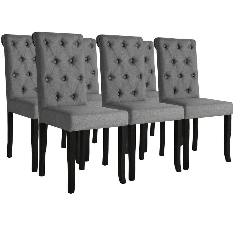 VidaXL Chaises à manger lot de 6 gris foncé tissu Modèle Aurore Horizon - 275151_0
