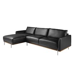AC ANGEL CERDA Angel Cerdá canapé d'angle gauche en cuir noir 6198C 295 x 160 x 83 - noir fourrure 8435631031956_0