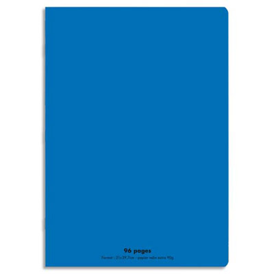 CAHIER ECO - PIQUE - COUVERTURE POLYPRO - 96 PAGES - 17X22 CM - GRANDS CARREAUX - BLEU