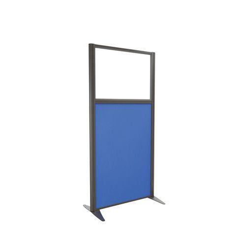 CLOISON KPRIM ACCOUSTIQUE VERRE/TISSU BLEU PROFIL ARGILE 165X81CM - CLEN