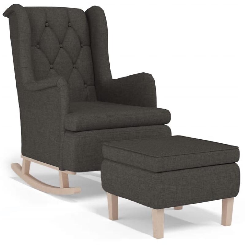 Décoshop26 - Fauteuil lounge design moderne avec pieds à bascule et repose-pieds en tissu gris foncé DEC026829 - gris 3000256030025_0