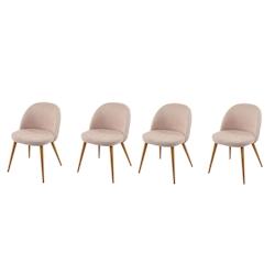 Décoshop26 - Lot de 4 chaises de salle à manger crème pieds en bois style rétro CDS04516 - 3000406836668_0