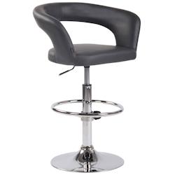 Décoshop26 - Tabouret de bar x1 assise moderne en PVC gris pieds et repose-pieds en métal chromé 10_0004991 - gris 3000252399294_0