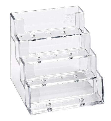 LOT DE 2 - PORTE CARTE DE VISITE 4 CASES 9,5 X 10 X 10 CM TRANSPARENT