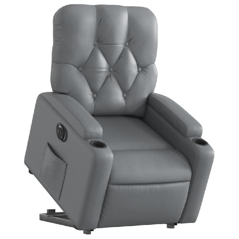 Fauteuil inclinable électrique gris similicuir Modèle Avaris - 8721012172777_0