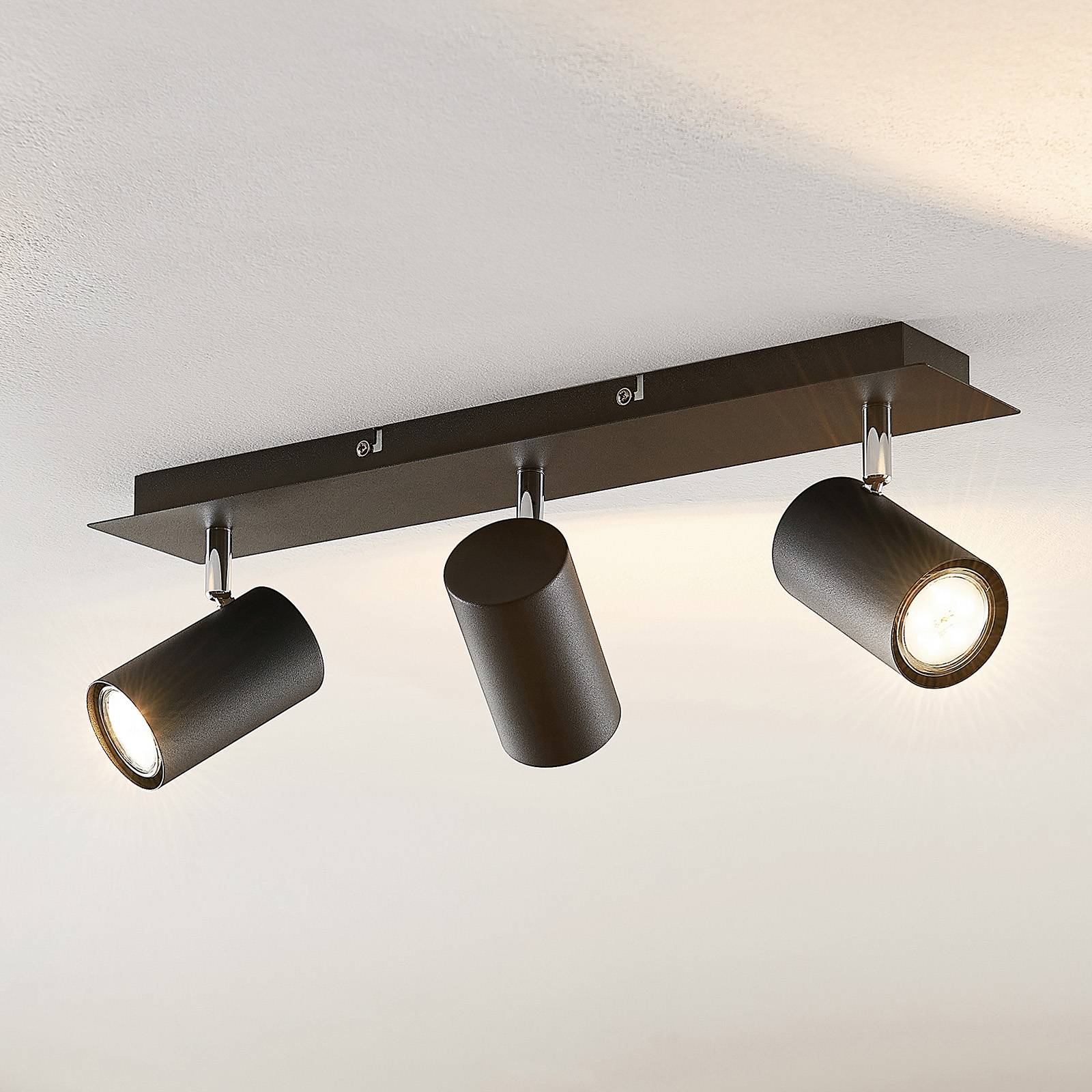 SPOT POUR PLAFOND JOFFREY DE LINDBY, 49 CM, NOIR, À 3 LAMPES, GU10