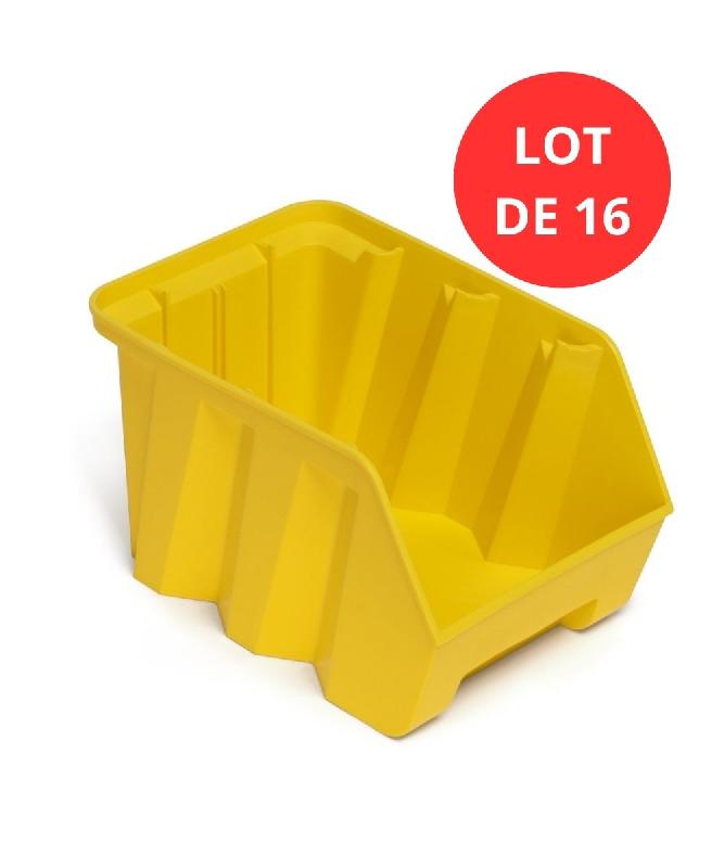Lot de 16 bacs Duetto 9,4 litres - plastique jaune - solution de stockage et organisation_0