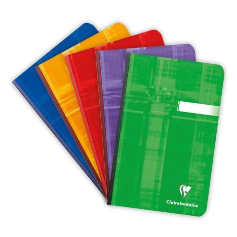 LOT DE 5 - CARNET BROCHURE DOS TOILÉ 11 X 17 CM 96 FEUILLESPETITS CARREAUX COULEUR ALÉATOIRE