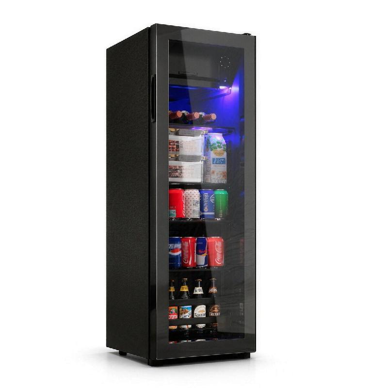 Merax réfrigérateur à boissons 128 L avec compartiment congélateur 8 L, 43.5 x 40 x 110 cm, 128 L, noir, LED - noir multi-matériau ES301428SAA_0