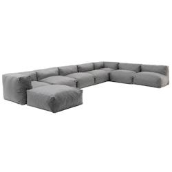 Oviala Business Salon d'angle modulable 8 places gris - Oviala - gris polyester 111352_0