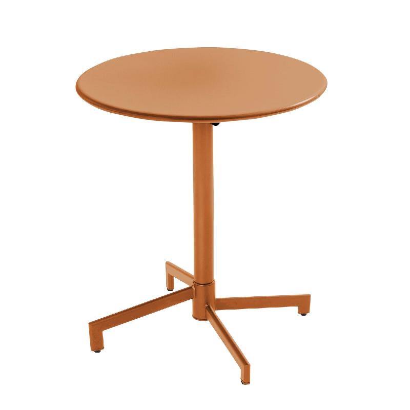 Oviala Business Table de terrasse ronde bistrot avec plateau rabattable caramel - marron acier 114289_0