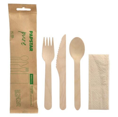 PAPSTAR 50 sets de couverts, bois 