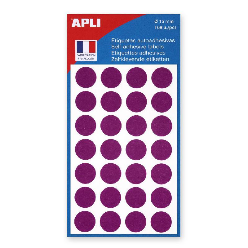 PASTILLES ADHESIVES DE COULEUR AGIPA Ø 15 MM - POCHETTE DE 168 - COLORIS VIOLET