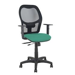 Piqueras y Crespo Silla Alocén traslack malla negra asiento bali verde esmeralda brazos regulables - vert multi-matériau 345TKM840B456B10CRN_0