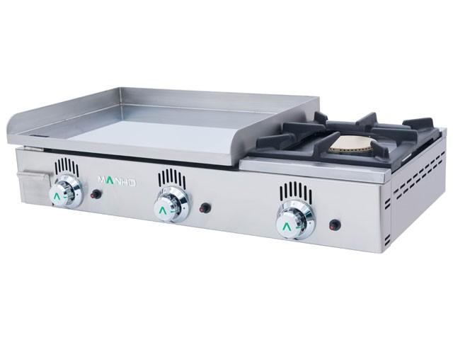 Plancha à gaz NOVO-SNACK lisse en ACIER rectifié et réchaud - L600 | Mainho - NSF60N_0