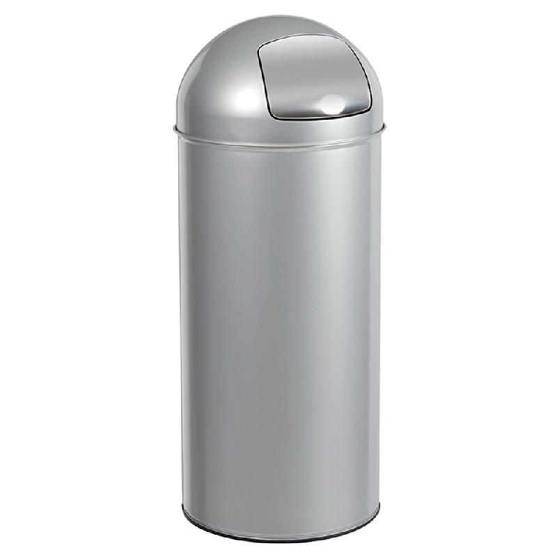 POUBELLE PUSH  ROSSIGNOL 45 L GRIS MÉTAL,  COUVERCLE À TRAPPE