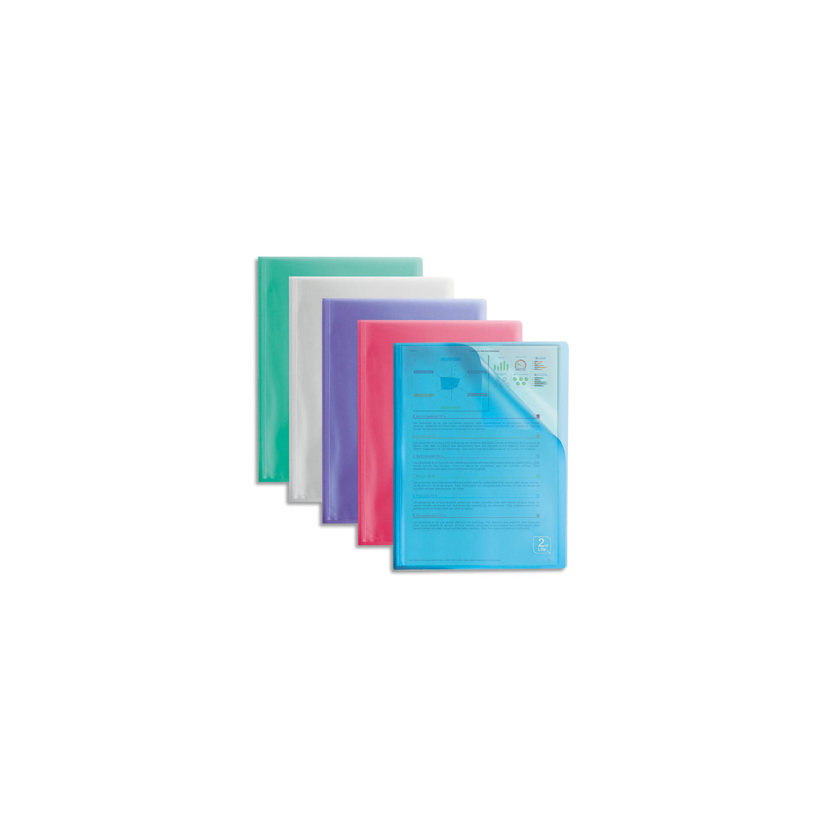 PROTEGE-DOCUMENTS OXFORD 2ND LIFE - POLYPROPYLENE TRANSLUCIDE - 120 VUES/60 POCHETTES - COLORIS ASSORTIS - LOT DE 10