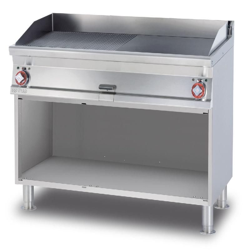 Redcook Fry-top électrique 1/2 rainuré 1/2 lisse, 2 zones de cuisson, sur meuble ouvert, inox, 120x70,5x90 cm, modèle FTLR-712ET - 1898_0