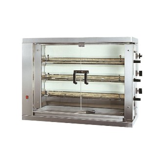 Rôtissoire électrique à poulets - 3 broches / 18 poulets - Référence PZ2889e - Acier inox AISI 304 - 9.9 kW - 380V_0