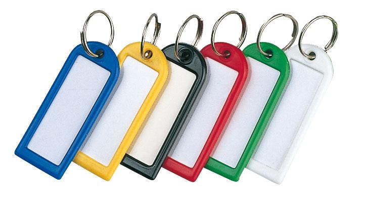 SACHET DE 20 PORTE-CLÉS L.54 X P.22 MM COLORIS ASSORTIS