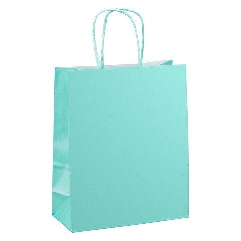 SACS BOUTIQUE KRAFT VERT POIGNÉES TORSADÉES 22 X 18 X 8 CM - 50 SACS