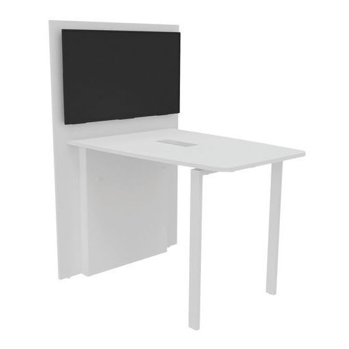 STATION VISIO HUB BLANC : TABLE 140X104X100 CM CHÊNE FIL/BLANC - BURONOMIC