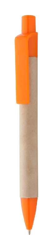Stylo à bille en carton recyclé - embout et clip en plastique - recharge bleue_0