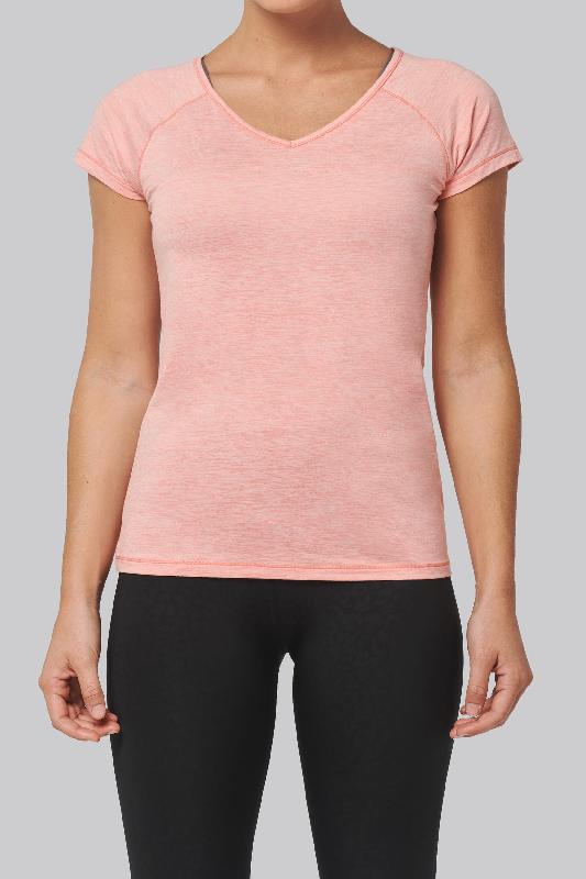 T-shirt de sport écoresponsable femme - PROACT - Réf: PA4020 - 88% polyester recyclé et 12% élasthanne - Coupe slim et encolure en V_0