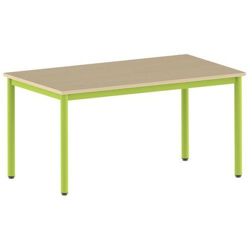 TABLE CARÉLIE 140 X 80 FIXE T5 STRAT HÊTRE MIEL- VERT 1864 - MOBIDECOR