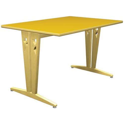 TABLE IRISS 120 X 80 CM DL - STRAT JAUNE CURRY/HÊTRE NATUREL