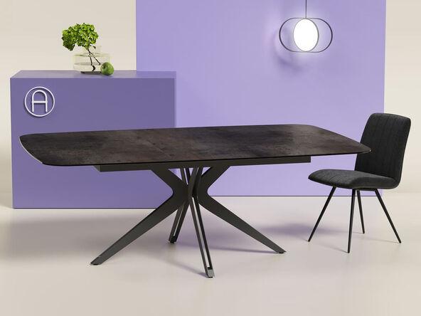 Table de réunion extensible Ramsès avec rallonge automatique au centre - 160/210 x 135 cm - Plan en céramique 3 mm sur verre de 8 mm_0