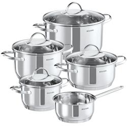 TecTake GmbH tectake Batterie de casseroles BOLOGNE II 9 pièces compatible induction  argent - 406111 - multi-matériau 406111_0