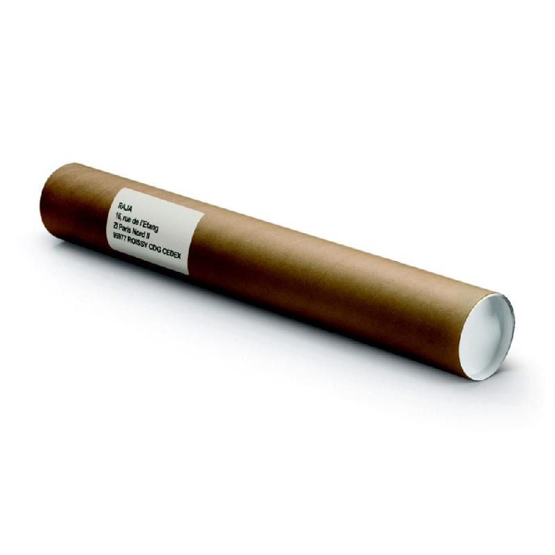 TUBE D'EXPEDITION ROND RAJA EN CARTON SPIRALE BRUN AVEC CAPUCHONS BLANCS - DIAM.INT.5 X L.64 CM - LOT DE 50