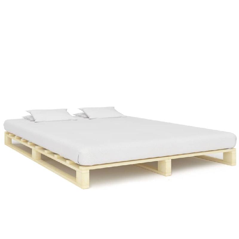 VidaXL Cadre de lit de palette sans matelas 200x200 cm bois massif pin Modèle Zermonis - Bois massif 285240_0