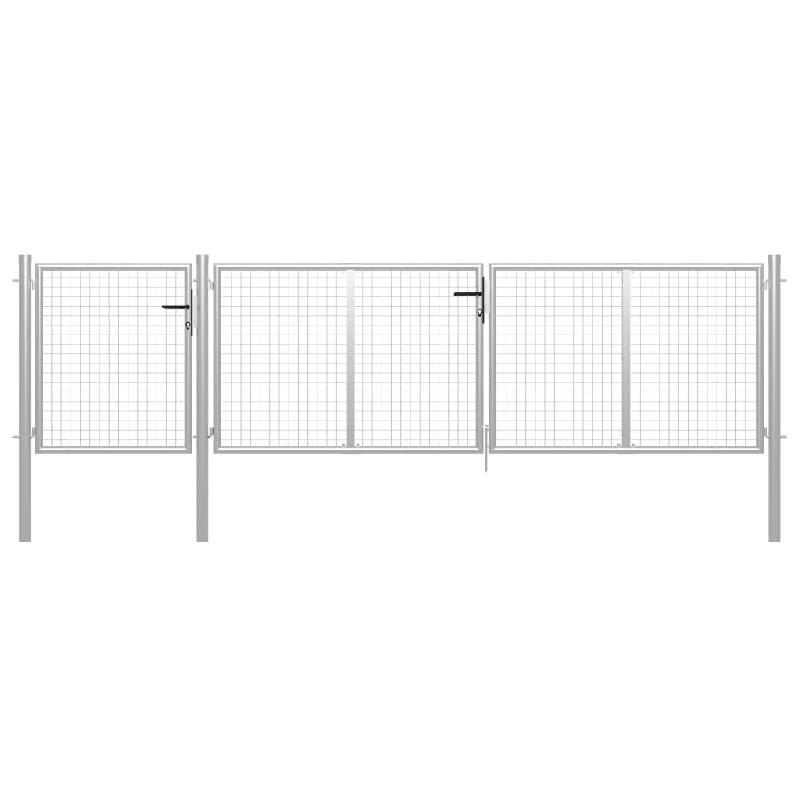 Vidaxl portail de jardin acier 400 x 75 cm argenté 144346_0